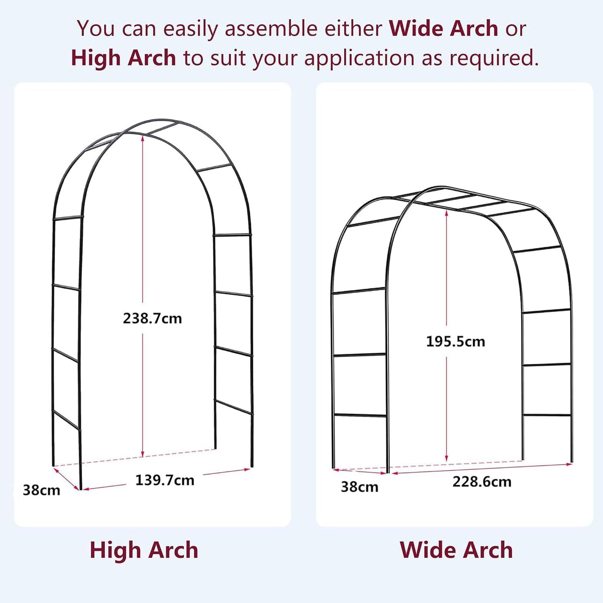 Garden Arch Trellis Metal Garden Arbor for Various Climbing Plant, Wedding Arches for Ceremony