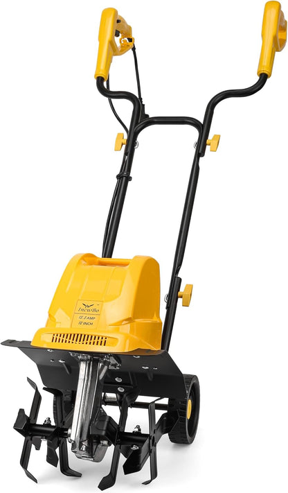 Electric Tiller/Cultivator 4 Steel Tines, 8'' Tilling Depth Garden Roto Tillers for Gardening, 13.5