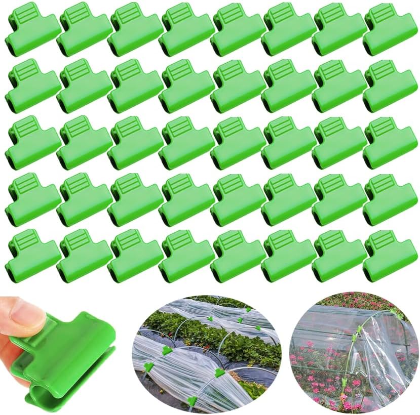 40pcs Garden Hoops for Netting, Greenhouse Clamps, Film Row Cover Netting Tunnel Hoop Clip Frame