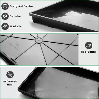 10 Pack Nursery Pots Trays (17"x11"x2"), Plastic Flat Seed Starter Trays, Durable Carrying Seedling