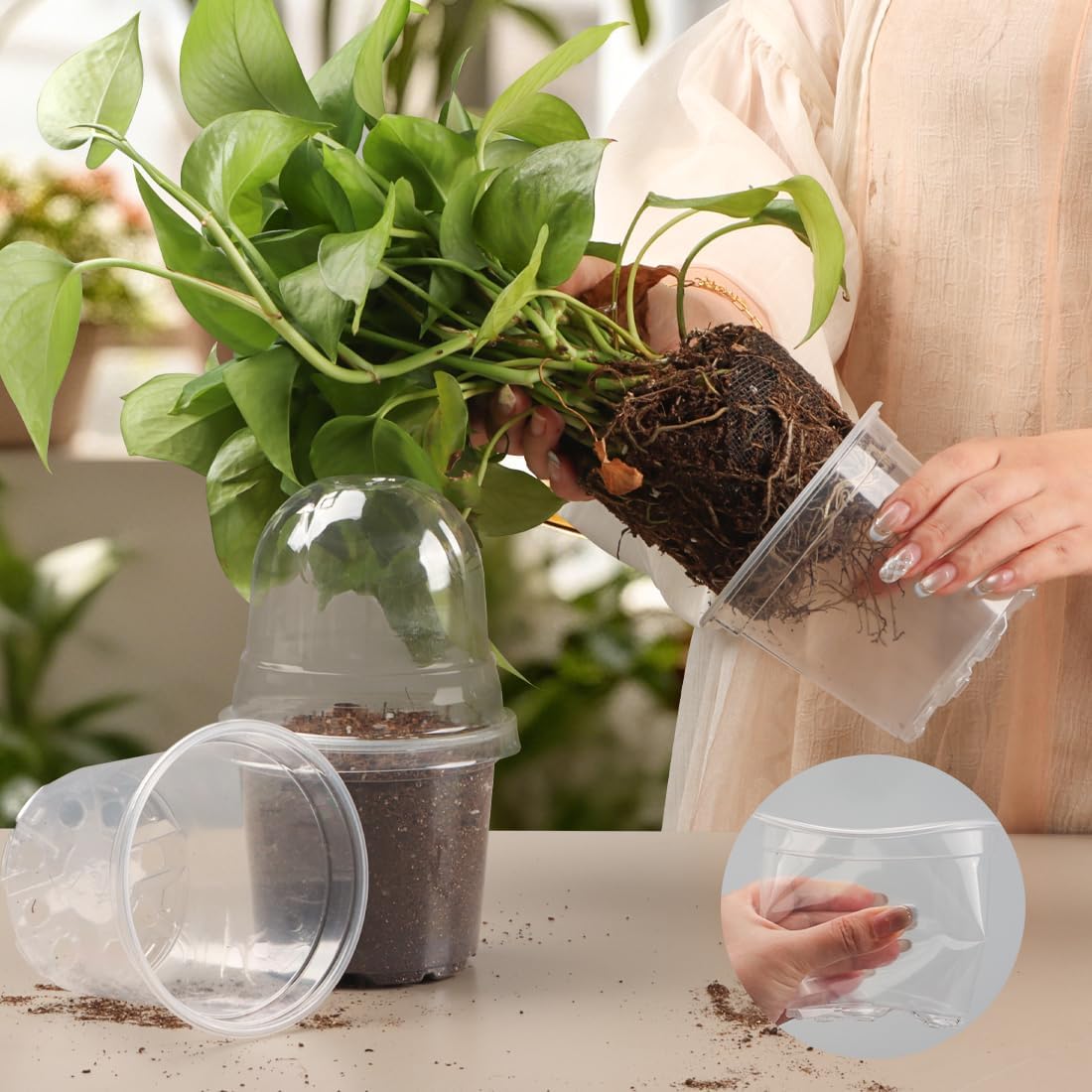Transparent Nursery Pots 4Inch with Humidity Domes for Seeds Starting, Clear Plastic Plant Pots