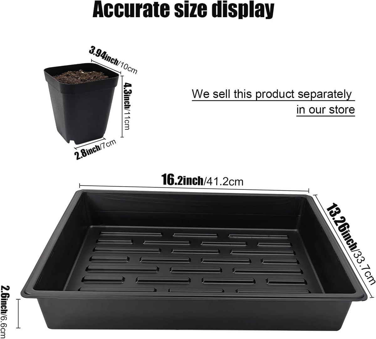4 inch (10CM) Square Nursery Pots 60pcs, Sturdy Seedlings Trays 5 Pcs, Seeds Starter Germination
