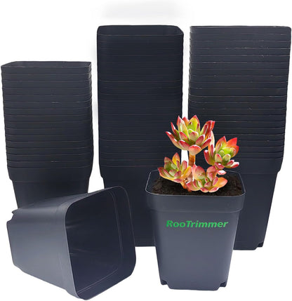 Square Nursery pots 4 Inches 60Pcs, Seedling Plastic Seeds propogation Growing Pots