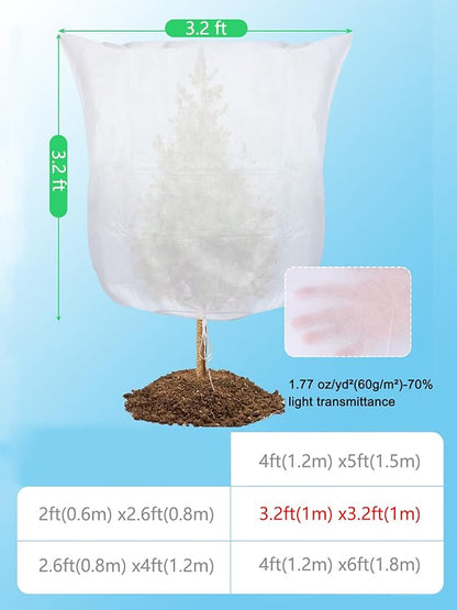 Abimars Plant Covers Freeze Protection Jacket 1.77 oz/yd², 3.2ft x 3.2ft Reusable Winter Plant