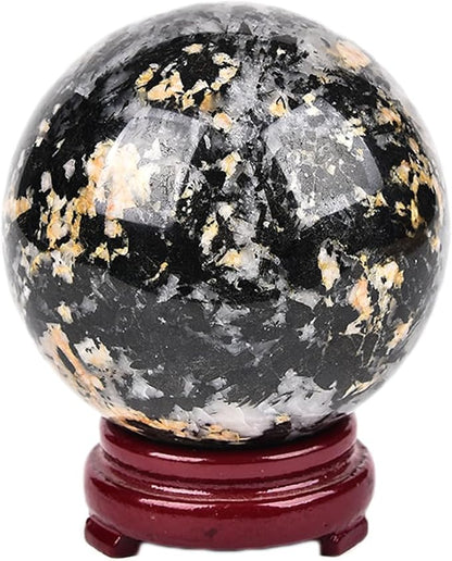 JIC Gem Large Black&White Crystal Sphere with Stand Black and White Tourmaline Crystal Ball Sphere
