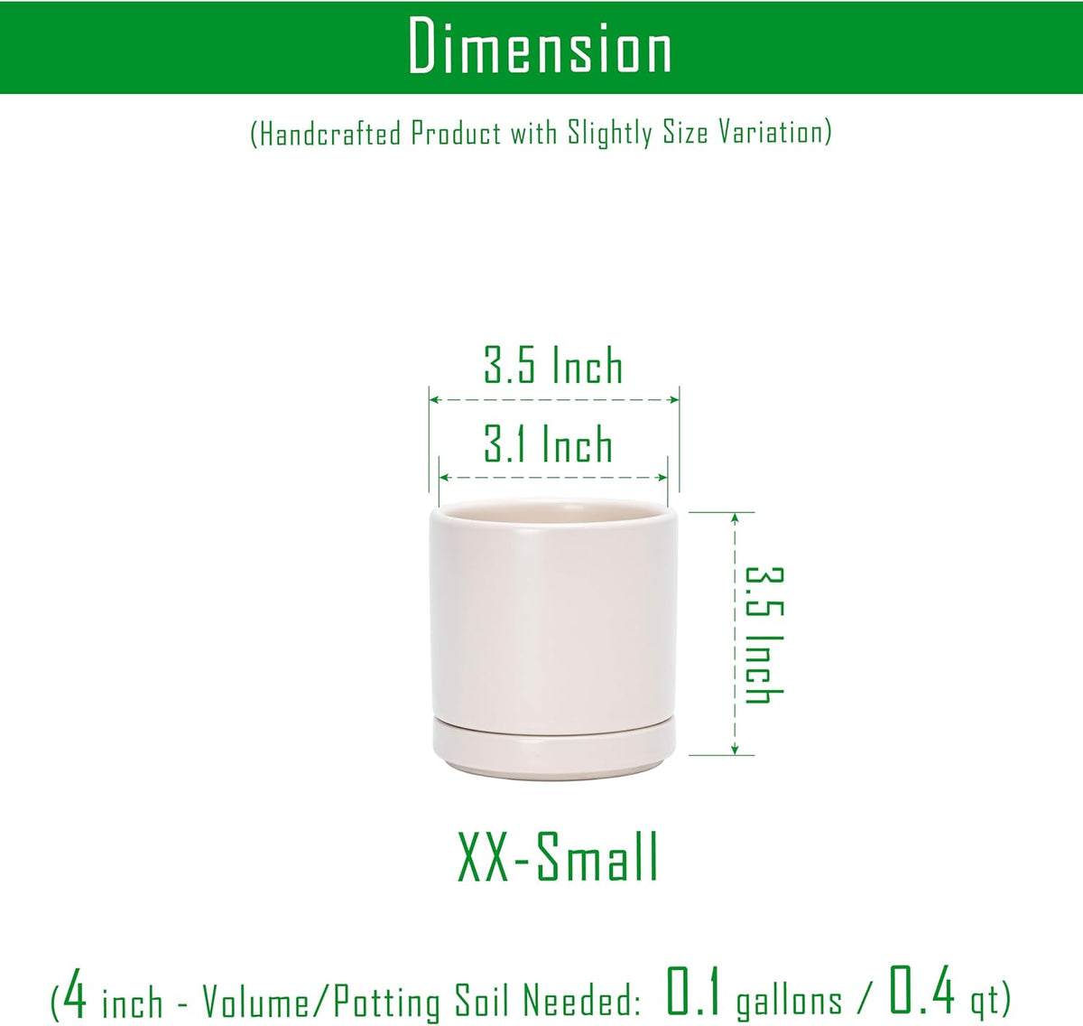 D'vine Dev Set of 2 Plants Pots, 3.5 Inch Ceramic Planter Pot for Plants with Drainage Hole and