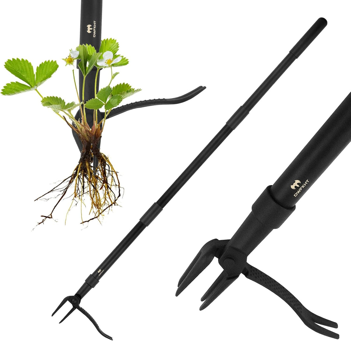 Weed Puller Tool - Stand Up Heavy Duty Weeding Tool with 47.8'' Long Handle, Foot Platform Design &