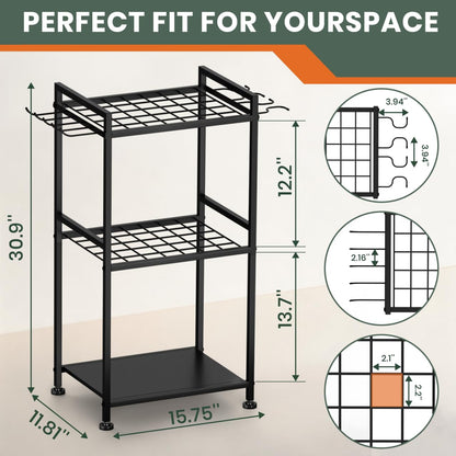 SPACECARE Garden Tool Organizer with Feet Up to 35 Long-Handled Tools Black