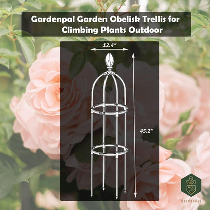 GardenPal Rustproof Metal Pipe Garden Obelisk Trellis, Tomato Cage and Plant Support for Climbing
