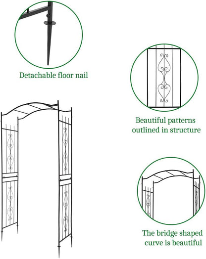 Outvita 7.5Ft Garden Arch Arbor, Steel Frame Stand Trellis, Arbour Archway for Wedding Ceremony