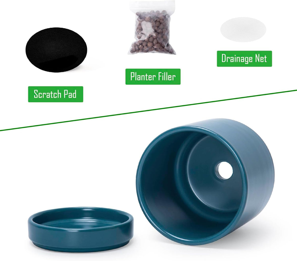 D'vine Dev Set of 2 Plants Pots, 3.5 Inch Ceramic Planter Pot for Plants with Drainage Hole and