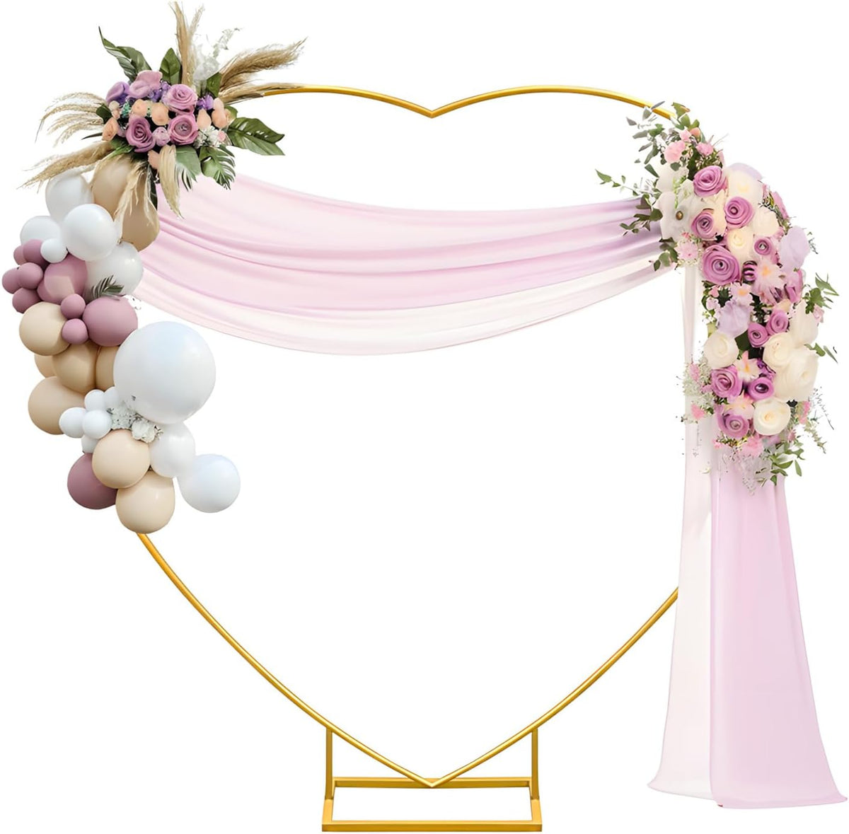 Heart Shape Wedding Metal Arch Backdrop Gold Flower Balloon Arbors Stand for Wedding Birthday