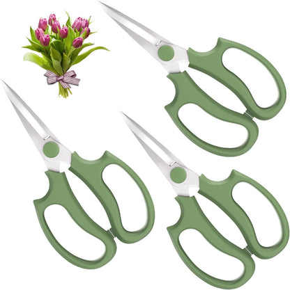 Housolution Flower Scissors, Strong Floral Shears,3PCS Premium Steel Garden Pruning Shears Floral