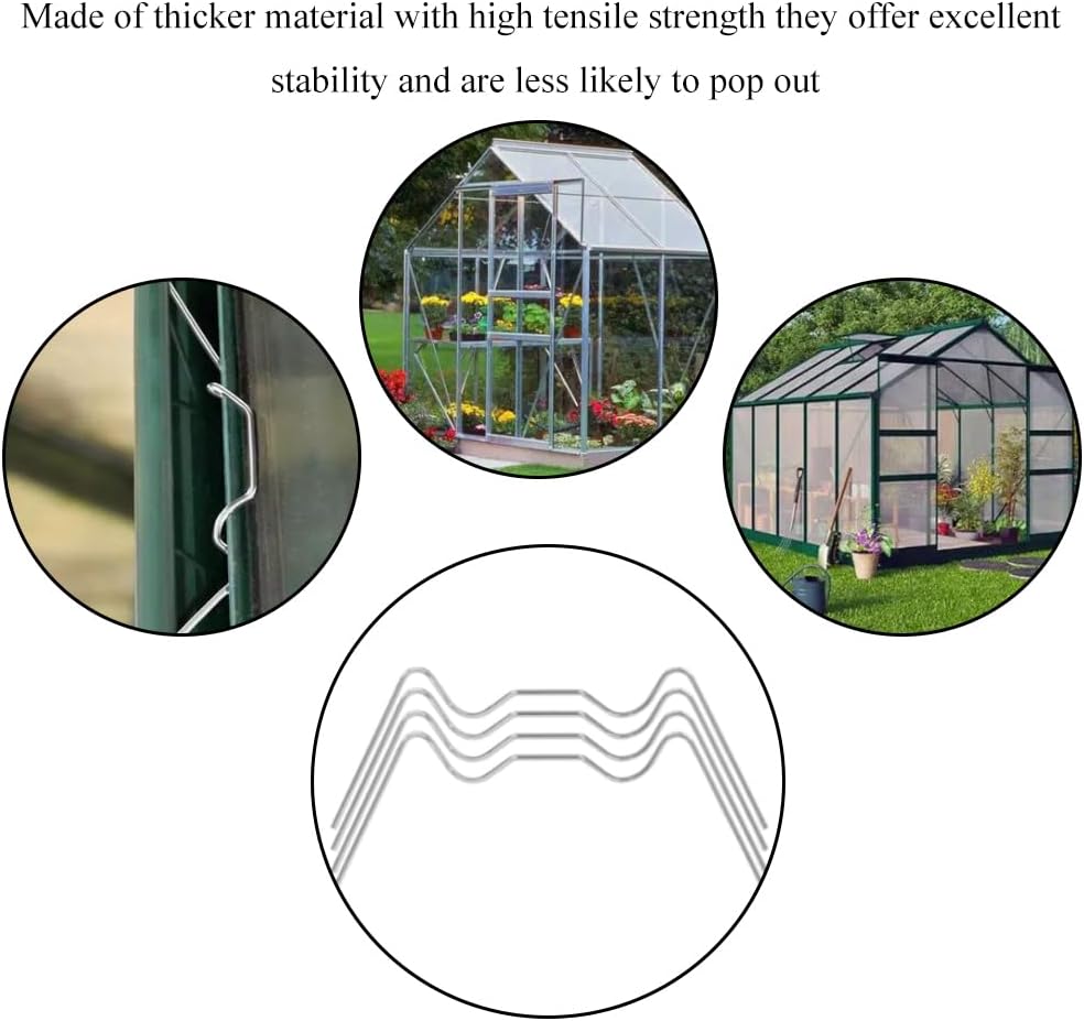 70 Pieces Stainless Steel Greenhouse Panel Clips Greenhouse Glazing Clips Wire Clip Thick Gauge