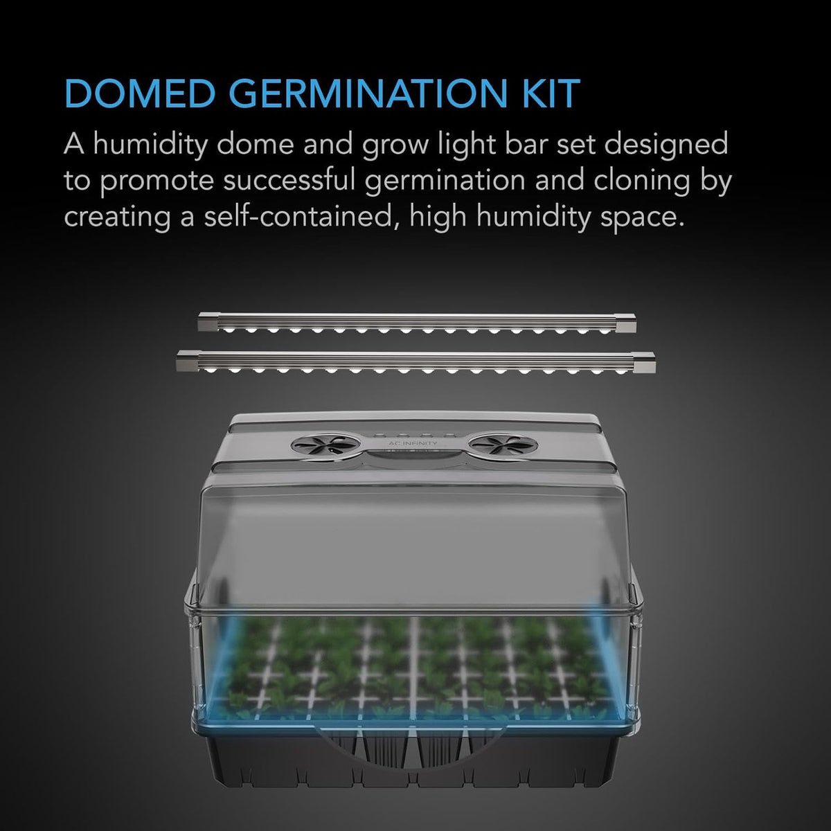 AC Infinity Heavy-Duty Humidity Dome with Full Spectrum LED Grow Light Bars, Samsung LM301H EVO