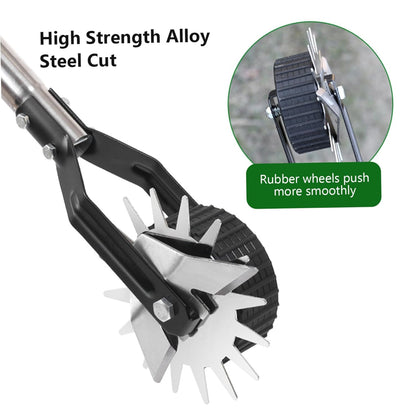 Edger Lawn Tool 53.2 Inch Manual Grass Edger with 3 Sections Stainless Steel Handle and Wheel