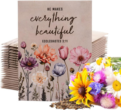 He Makes Everything Beautiful - Pollinator Wildflower Mix Seed Packets - 25 Seed Packs - Perfect