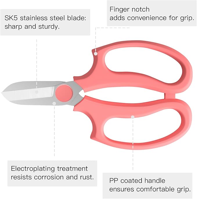 Housolution Flower Scissors, Strong Floral Shears,3PCS Premium Steel Garden Pruning Shears Floral