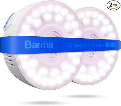 Barrina Orbgrow OG09 Puck LED Grow Light, Pinkish White 18W(2 x 9W, 270 Watt Equiv), Plant Lights