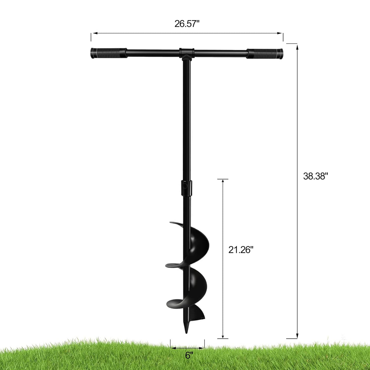 Heavy-Duty Manual Garden Auger Drill Bit - 6" x 38" Plant/Fence Hole Digger for Bulbs, Trees