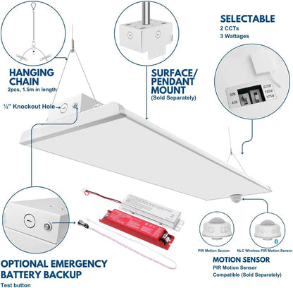 Konlite ALTA LED High Bay Light - 4FT - 225W/195W/175W - 37,600 Lumens - 5000K/4000K Selectable