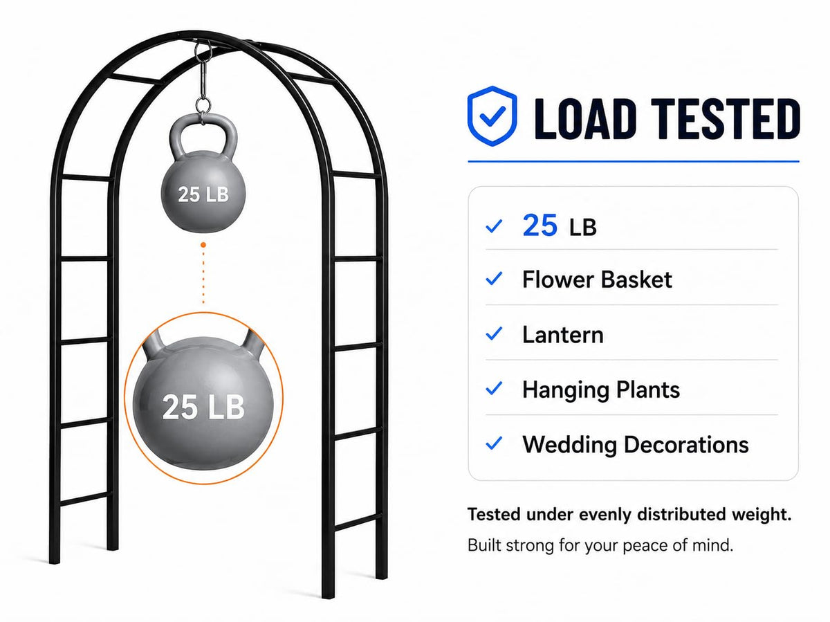 Thickened Tube Garden Arch,7.3ft Heavy-Duty Metal with 16mm Steel Tubes & 0.5mm Thickened Wall