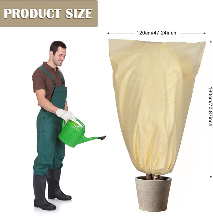LangRay Plant Covers Freeze Protection, Winter Frost Cloths 2.8oz/yd² with Zipper and Drawstring