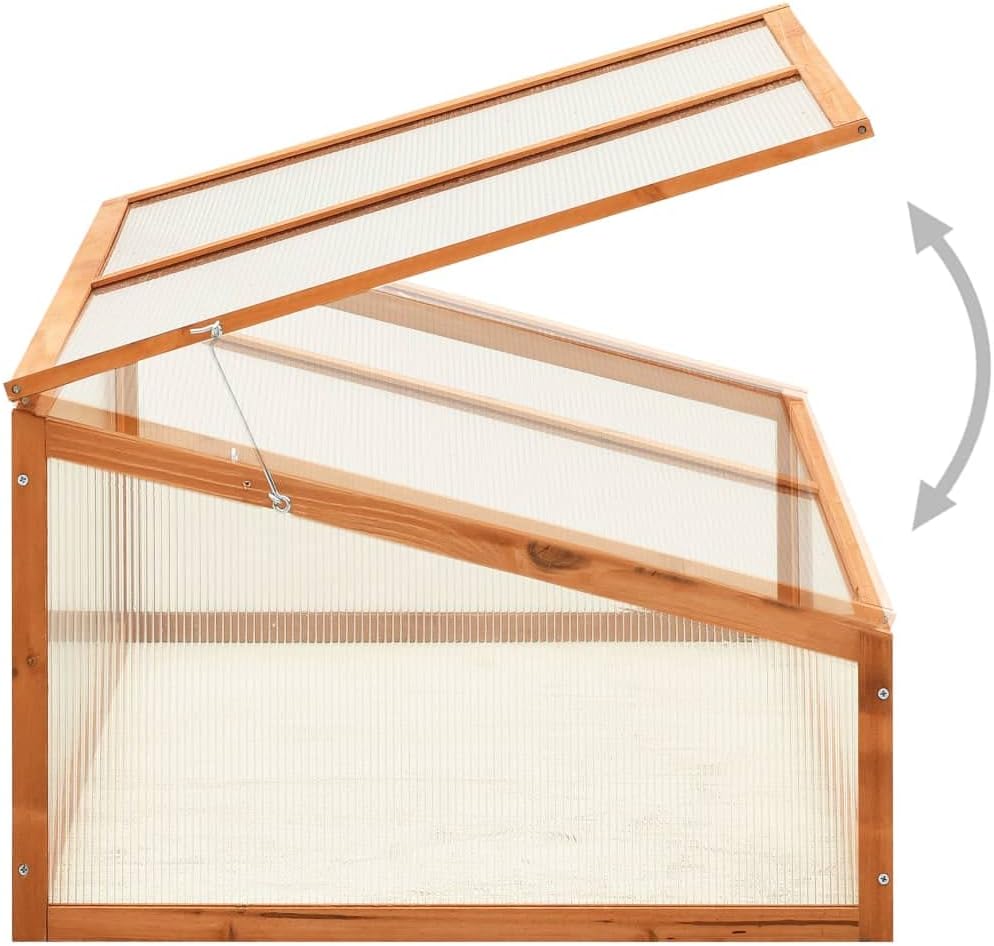 Wooden Garden Greenhouse，Wood Raised Plants Bed Raised Flower Planter Box, Garden Wood Cold Frame