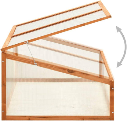 Wooden Garden Greenhouse，Wood Raised Plants Bed Raised Flower Planter Box, Garden Wood Cold Frame
