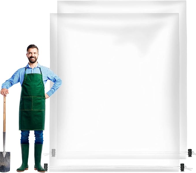 ANPHSIN 2 Pcs Extra Large Winter Plant Cover Freeze Protection - 71" x 83" Plastic Plant Frost Bags