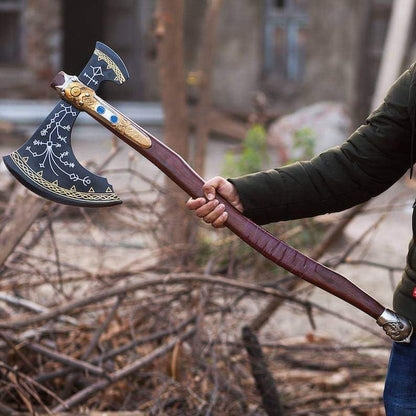 WAZIR Crafts 35" Handmade Kratos Viking Axe, God of War, Viking Axe, Cosplay Axe, Cosplay Armor