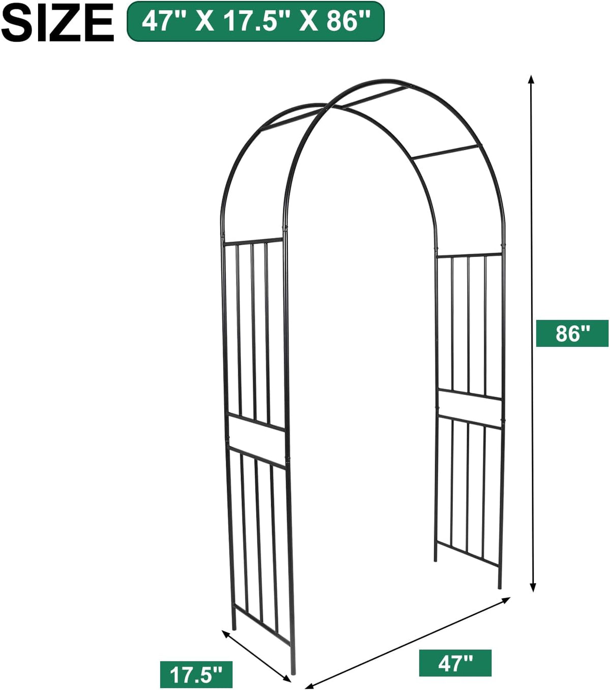 Metal Garden Arch 7.2ft High Wide Garden Arbor for Various Climbing Plant Outdoor Garden Archway