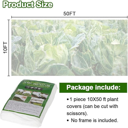 Plant Covers Freeze Protection 10 x 50 FT 1.2oz/yd² Frost Cloth Blankets for Outdoor Plants in