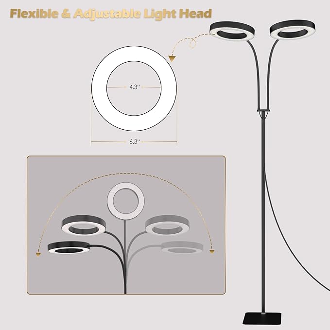 GLOWRIUM Grow Light with Stand,2-Head LED Plant Light for Indoor Plants, Full Spectrum Grow Lamp