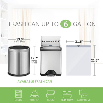 6 Gallon 120pcs Strong Drawstring Trash Bags Garbage Bags by Teivio, Bathroom Trash Can Bin Liners