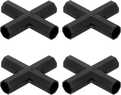 4 Pcs 11mm Greenhouse Frame Building Connectors, 4 Way Flat Pipe Fitting for Grape