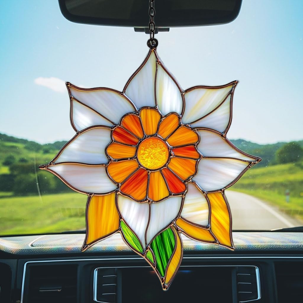 Narcissus Mosaic Style Acrylic Suncatcher Stained Glass Effect Window Car Hanging Christmas
