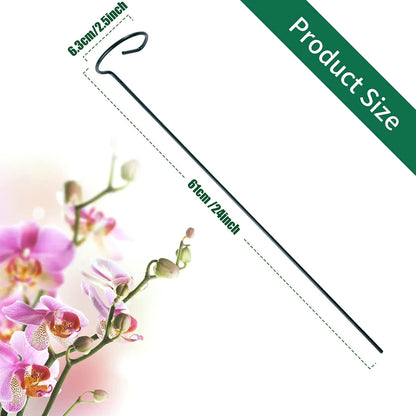 12 Pack Plant Support Stakes with 24 Pcs Plant Clips, Garden Single Stem Support Stake, Plant Cage