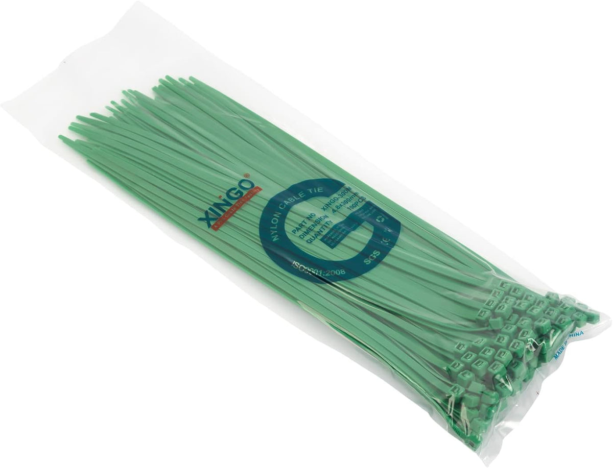 XINGO 100PCS Cable Zip Ties Heavy Duty, Premium Nylon Plastic Wire Ties with 50 Pounds Tensile