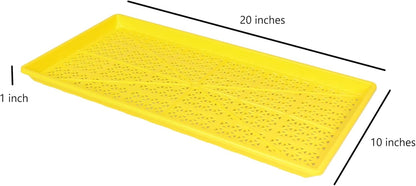 SUNPACK 10" x 20" Heavy Duty Mesh Plastic Seed Starting Tray, Yellow, 1" - Ensures Water Drainage