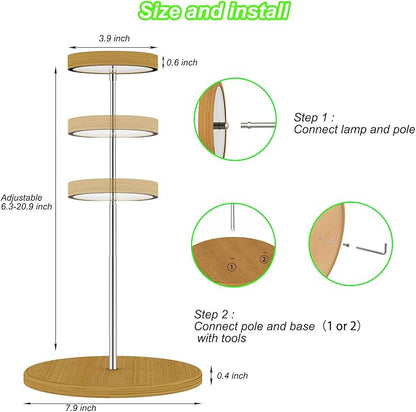 Plant Grow Light for Indoor Plant,Bamboo Mini LED Grow Light Garden,Height Adjustable,Automatic
