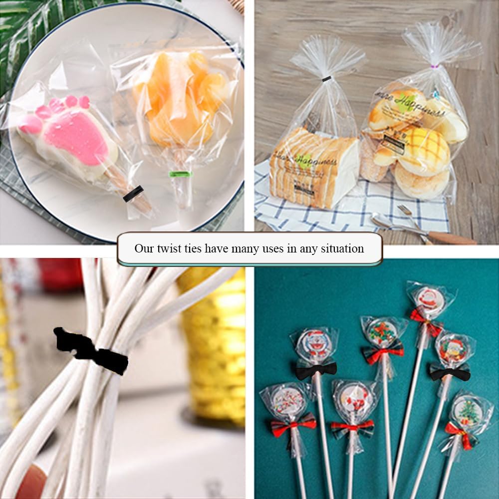HAHIYO 350Yards/1050Feet/320M Black Metal Twist Ties for Bread Candy Coffee Plant Garden Cellophane