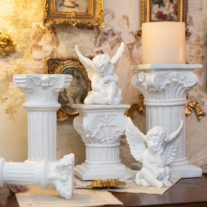 YUEOECOR 2PCS Cherubs Angels Resin Garden Statue Figurine, Adorable Angel Sculpture Memorial Statue