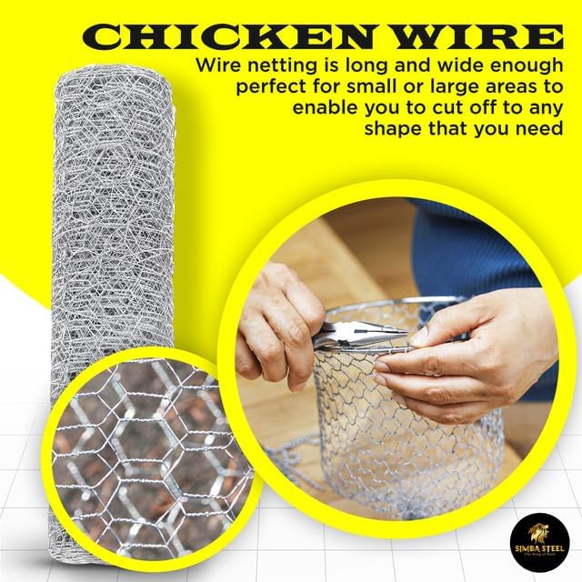 Chicken Wire 24 in x 150 FT x 2” Mesh x 20GA | Poultry Wire Netting | Hot Dipped Galvanised |