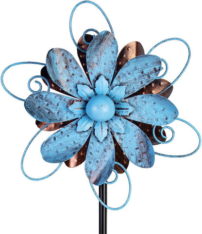 Wind Spinners Outdoor, Metal Flower Garden Pinwheels, Garden Wind Sculptures & Spinners for Yard