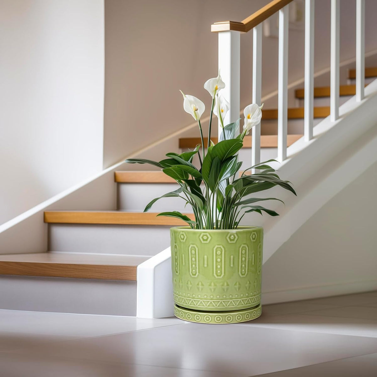 Ceramic Planter - 12 Inch Pots for Plants Indoor Outdoor, Round Large Flower Pots with Drainage