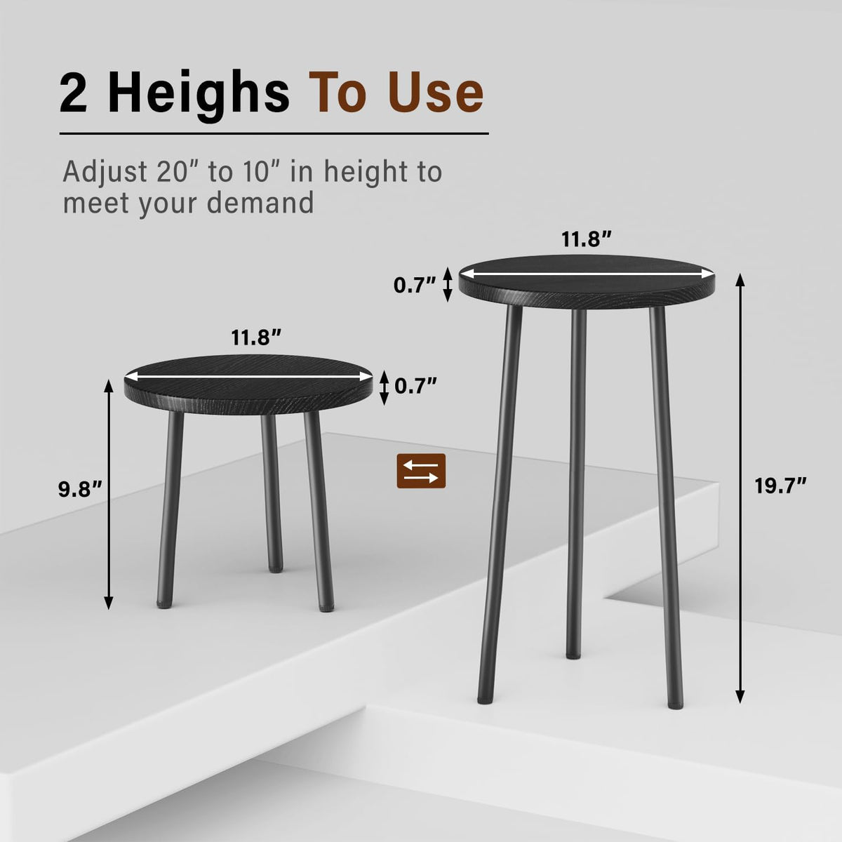 Plant Stand Indoor 2 Pack: Corner Wood 20 Inch Plant Stand Mid Century Modern Decor - Small Round