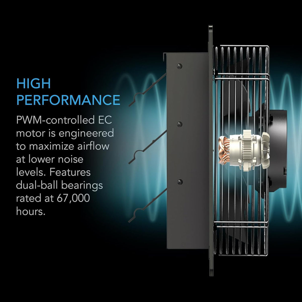 AC Infinity AIRLIFT S16, Shutter Exhaust Fan 16” with 10-Speed Controller, EC Motor - Wall Mount