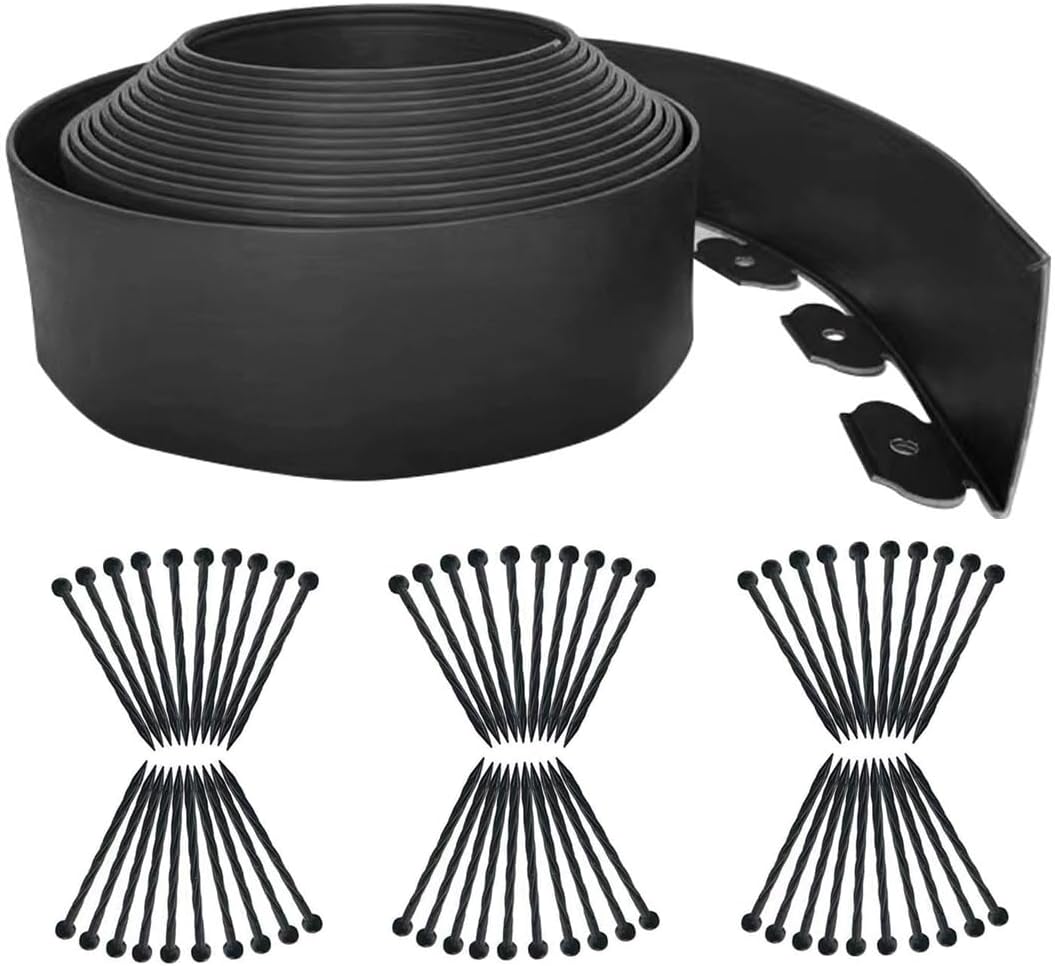 Garden Edging Borders 66FT,Landscape Edging Black[Extra Tall 4IN High] with 60pcs Stakes,Lawn