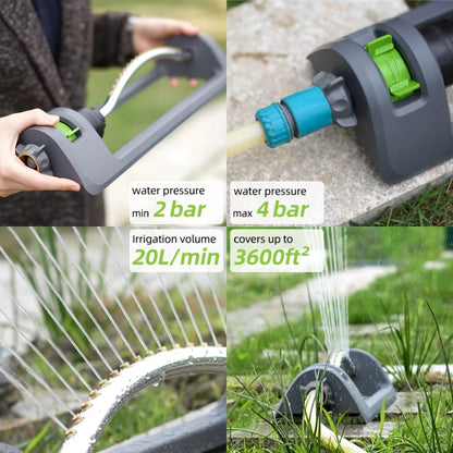Lawn Sprinkler, Oscillating Sprinkler for Yard with 18 Hole Brass Nozzles, Watering for Lawn &